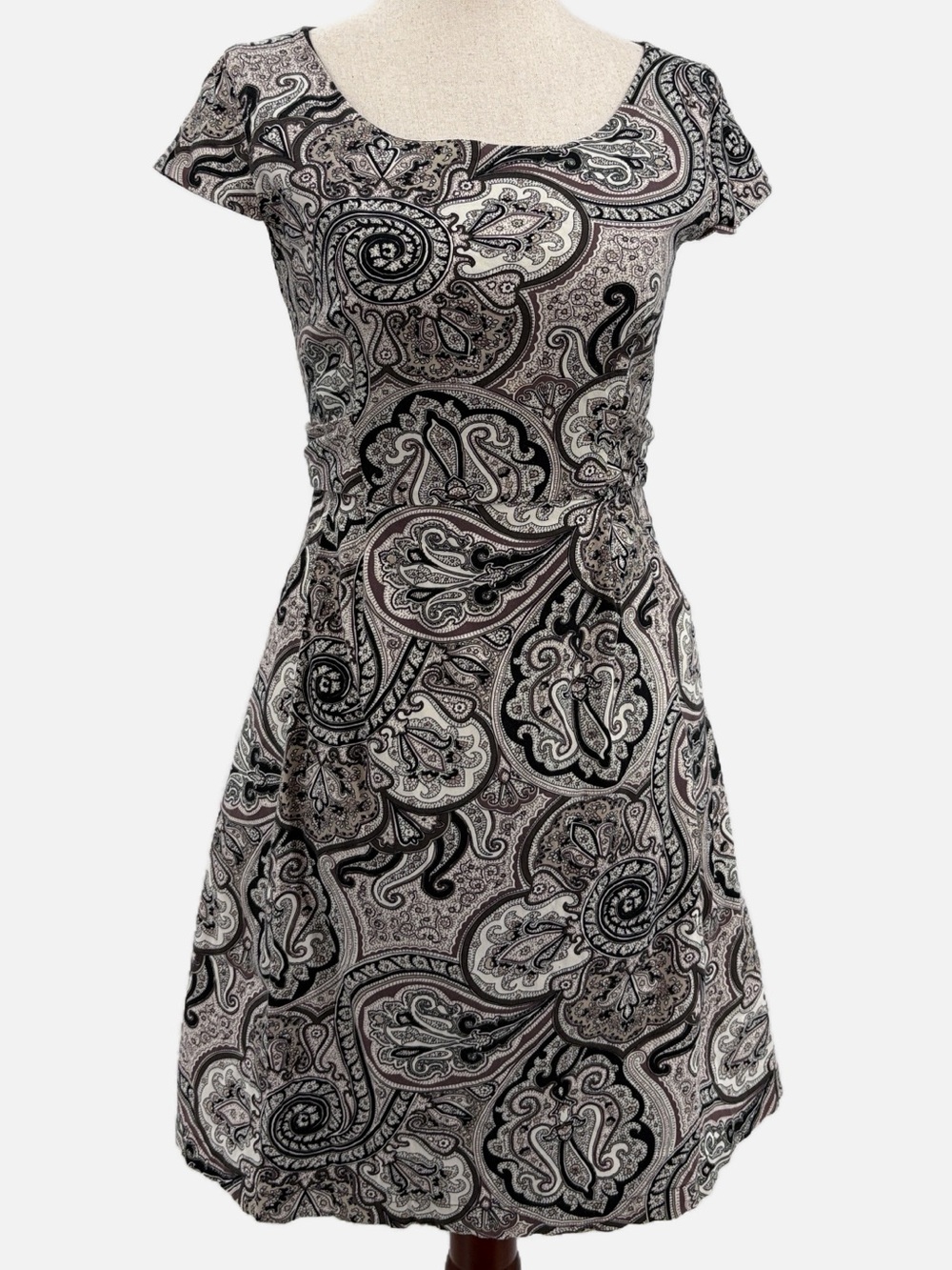 Max Mara Paisley Cotton Tie Back Mini Dress Pockets Size 2